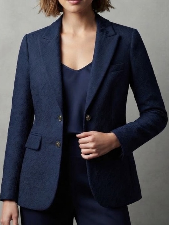 Etcetera Jackets & Blazers - Etcetera Navy Lace Textured Double -Breasted Formal Women's Blazer Size 4